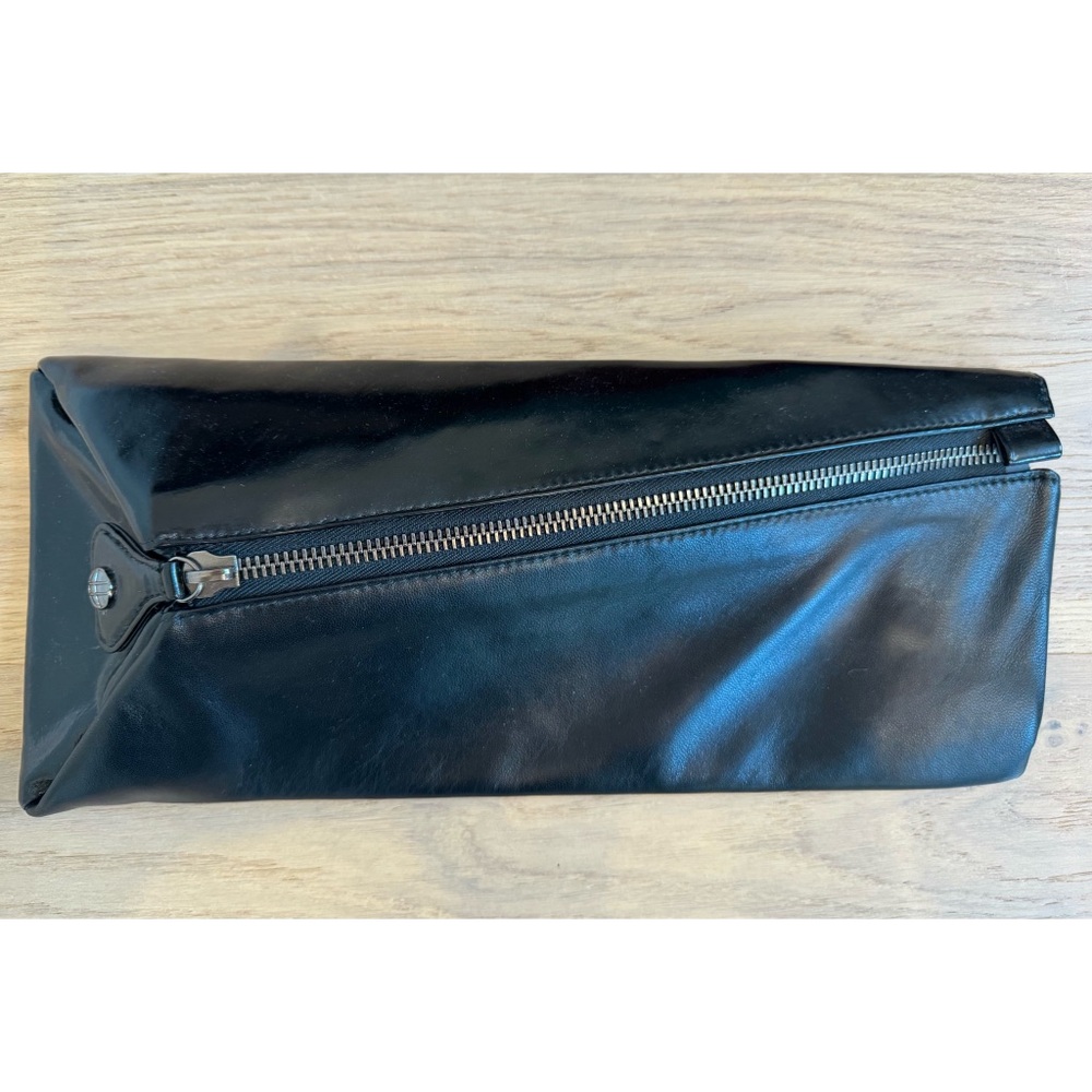 Hugo Boss Black Leather Clutch Purse with Zipper